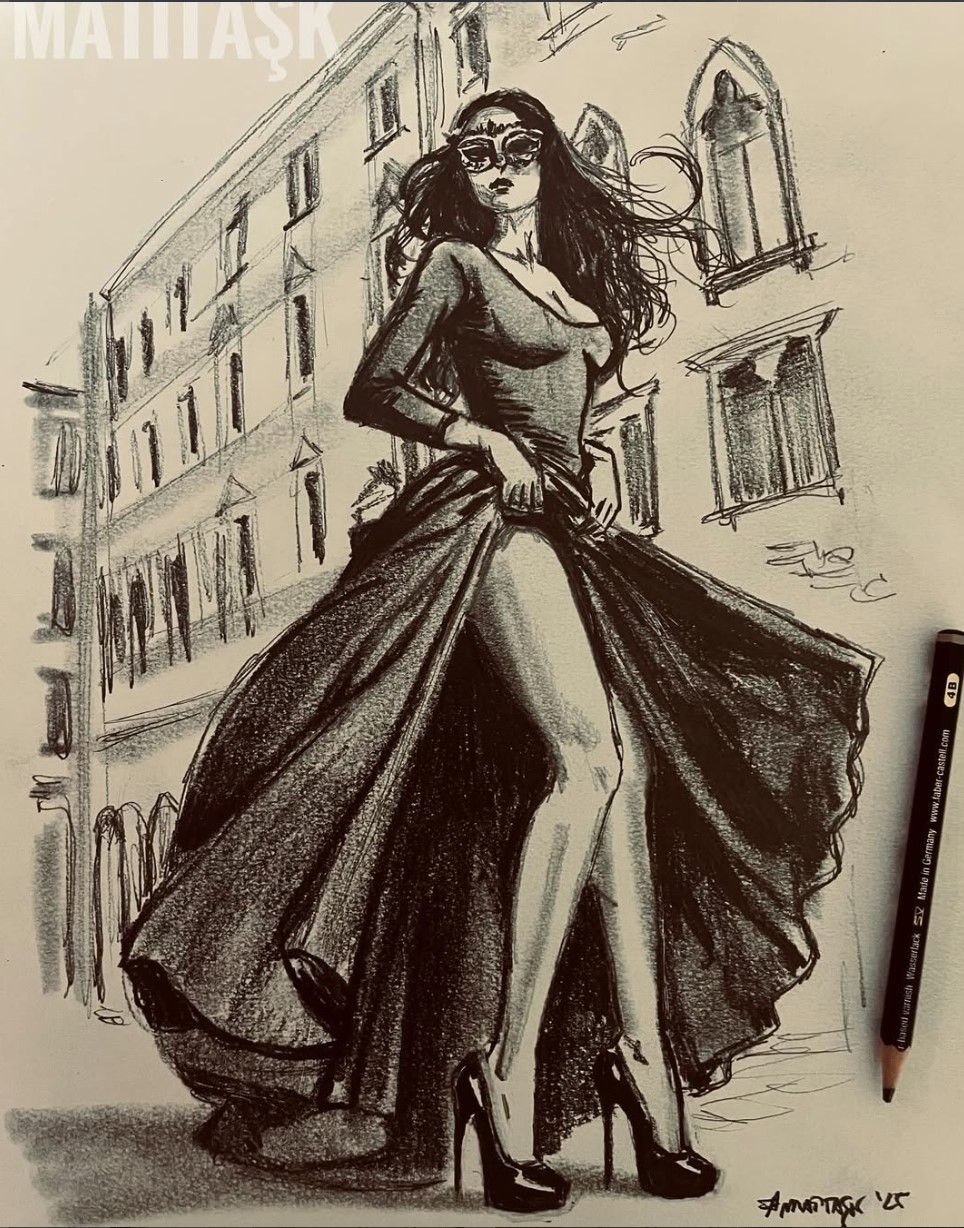 Matitask — Carnival1, grafite su carta, 30×40 cm, 2025