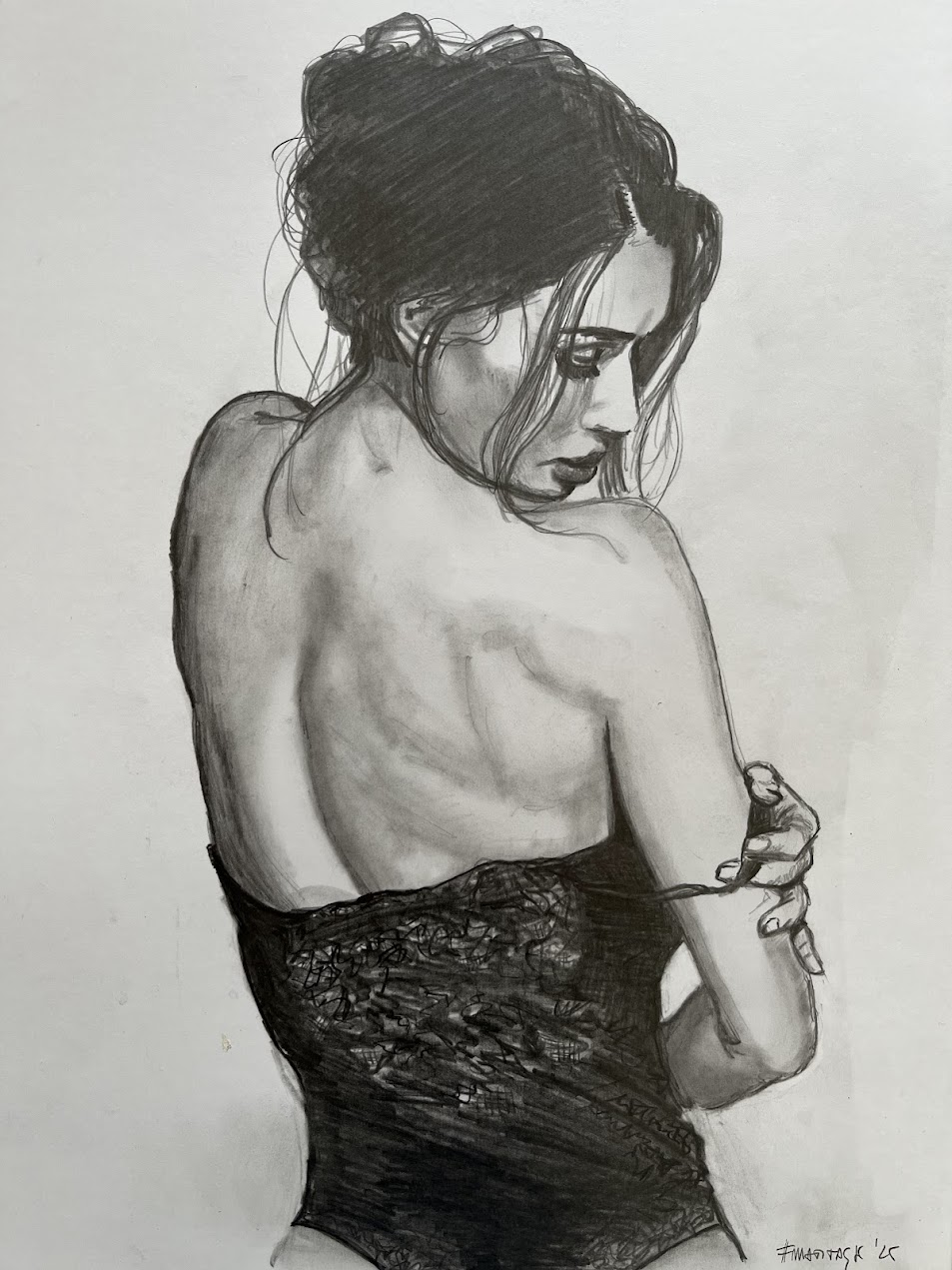 Matitask — Narin, grafite su carta, 30×40 cm, 2025