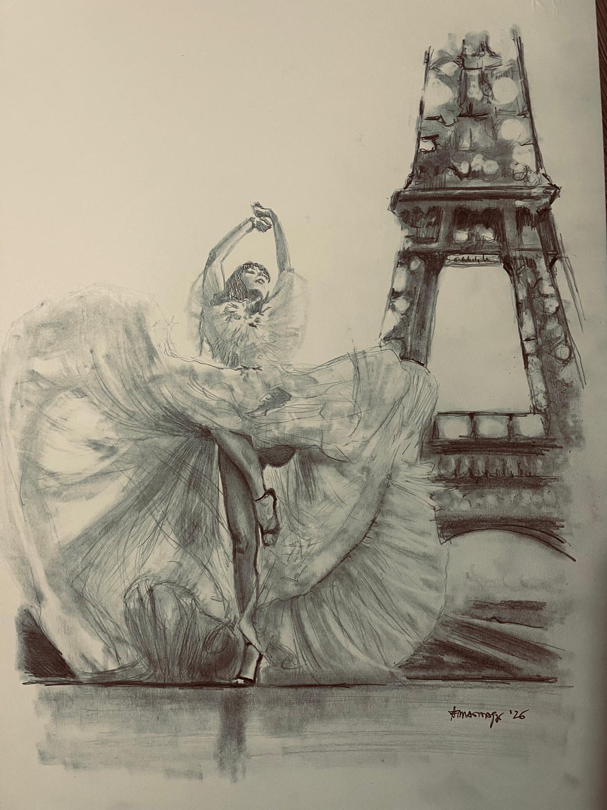 Matitask — Sophie, grafite su carta, 30×40 cm, 2026