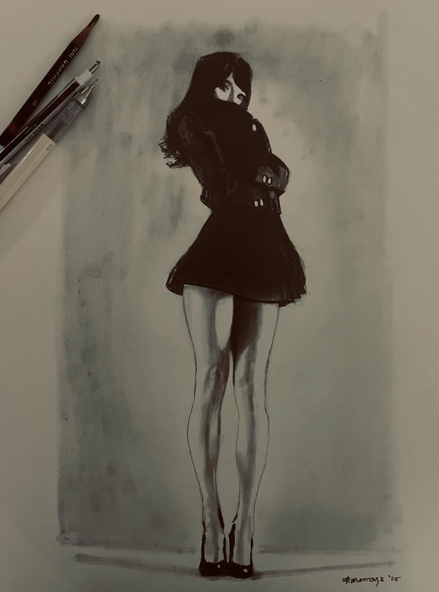 Matitask — Wait, grafite su carta, 30×40 cm, 2025